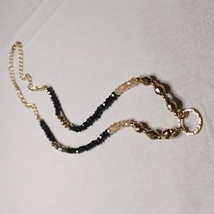 2075 Black Gold and Cream Faceted Bead Necklace